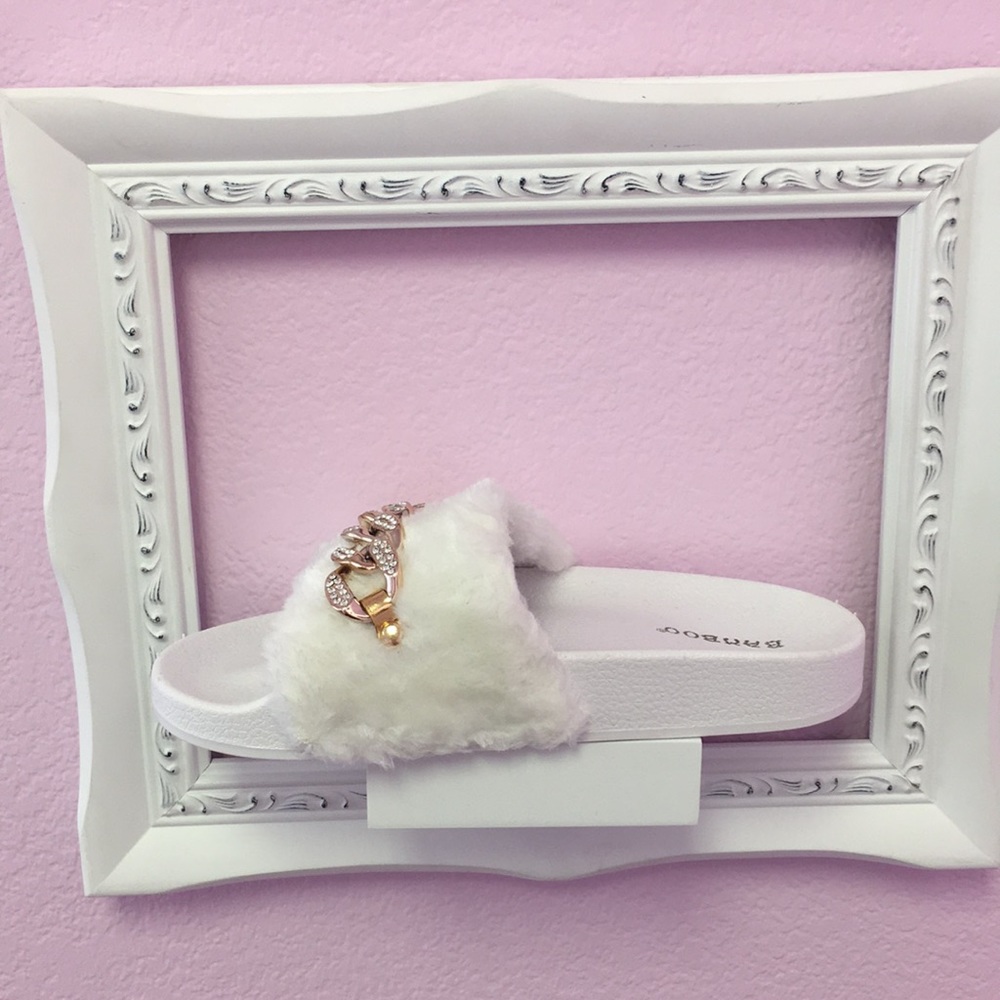 NWT White Bling Slippers - Picture 2 of 2